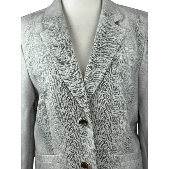 NEW Calvin Klein Blazer Jacket SZ 8 Gray White Texture Office Chic Wear Stretch - Picture 4 of 13